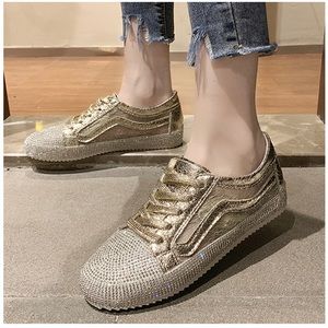 Eye catching lace up rhinestone Sneaker